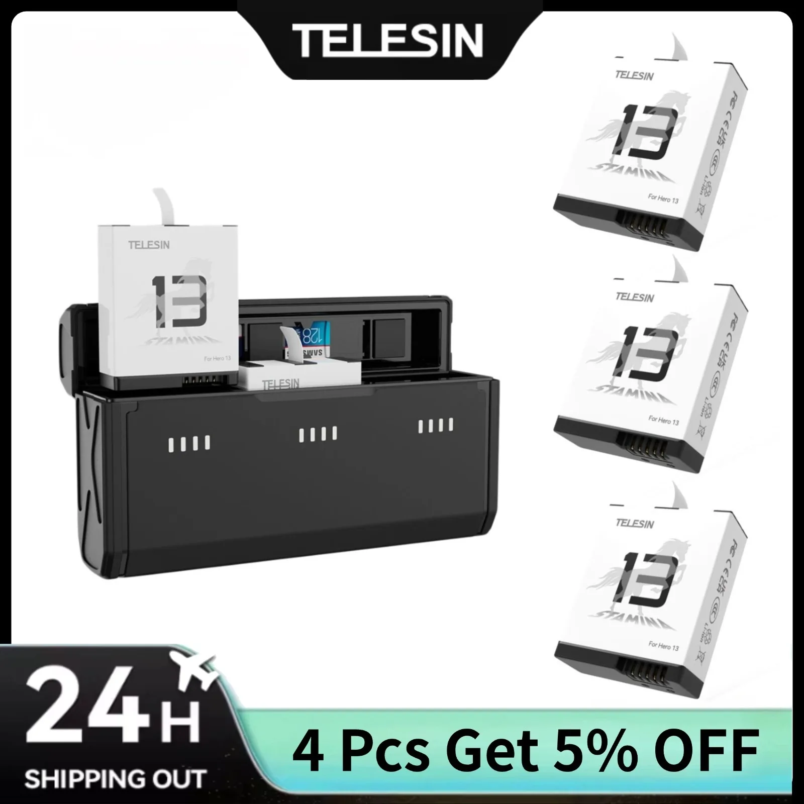Gopro Action Camera Hero 11 Black - TELESIN Caja de carga rápida portátil