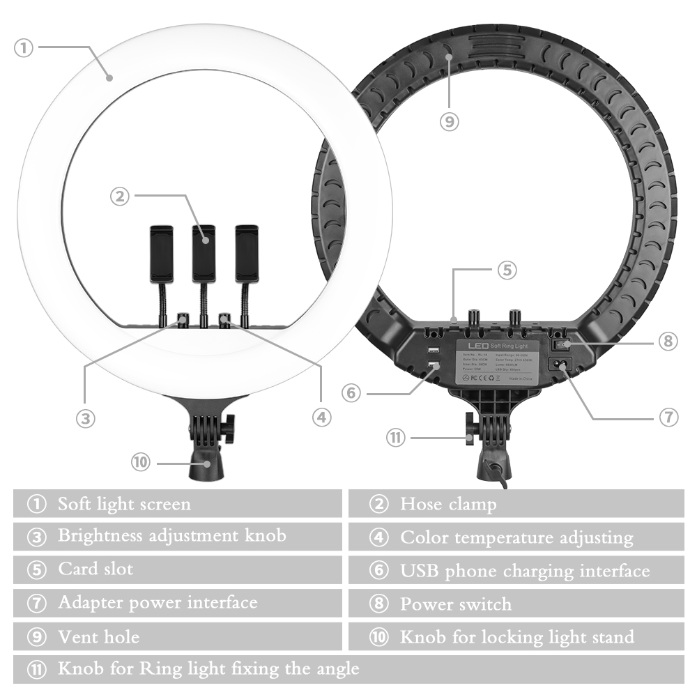 Aro de luz LED SH de 18 pulgad - Photography Lighting Description reseña y precio